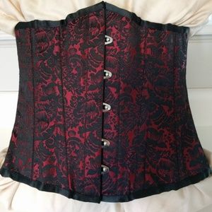 Underbust corset, Size 24" NWOT, Red/black